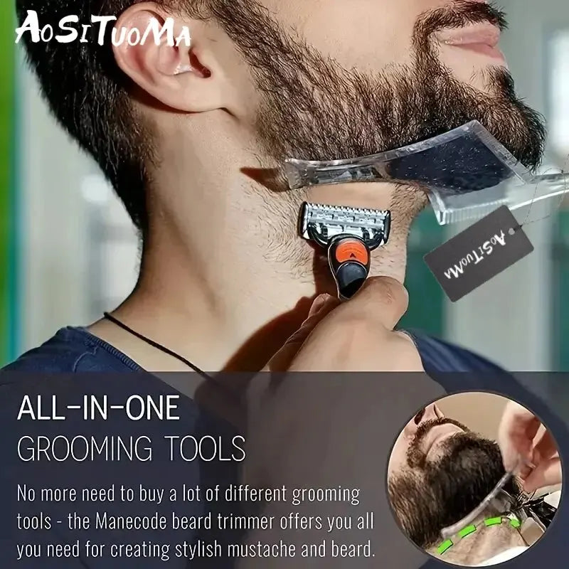 Clear beard ruler for precision sideburn shaping and contouring