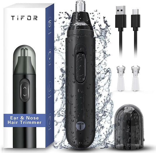 Nose hair trimmer for men and women, with dual-edge blades and cleaning brush