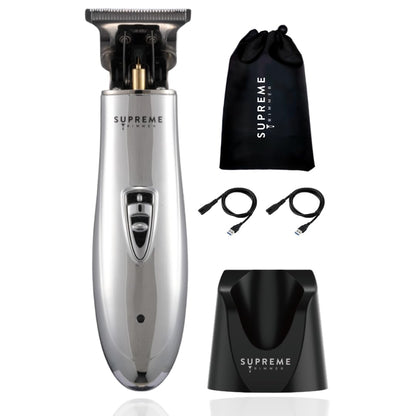 Professional cordless hair cutter for men, silver finish, precision grooming tool