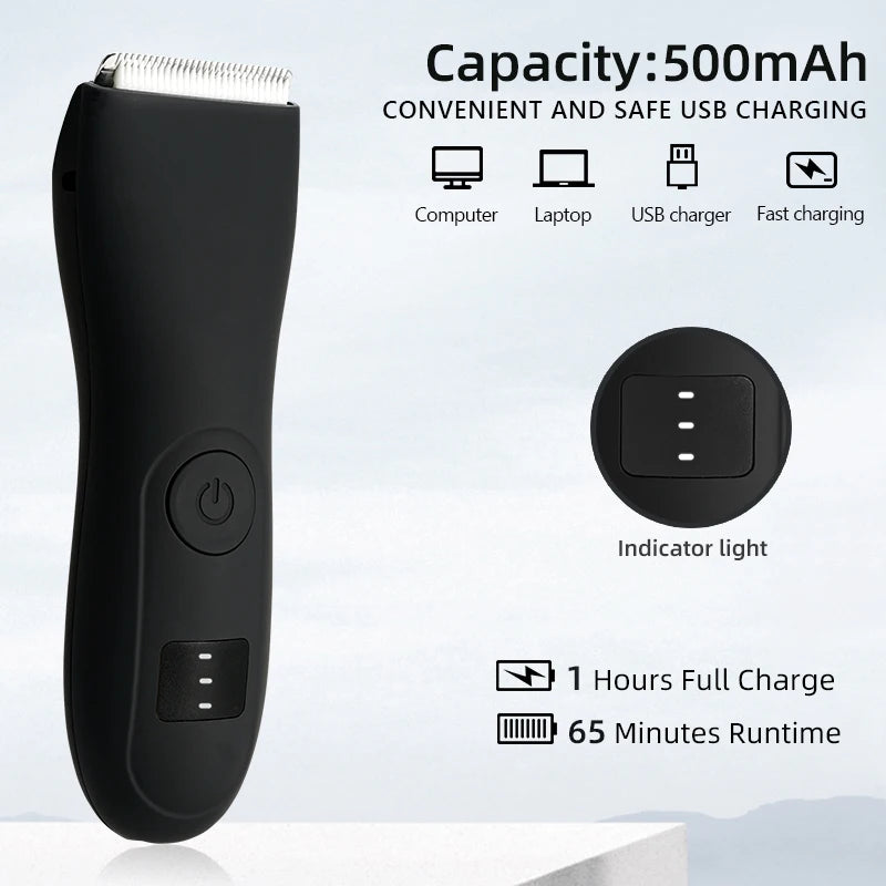 Rechargeable body hair trimmer for men and women, ideal for smooth grooming.