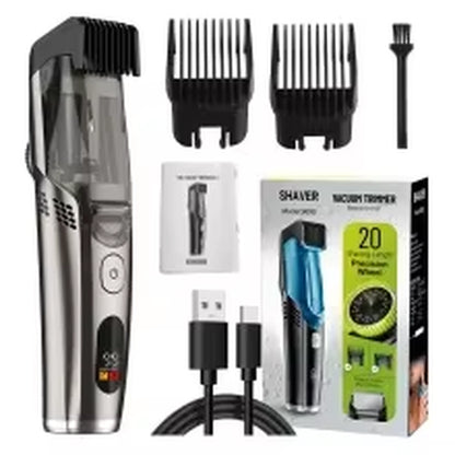 Vacuum Beard Trimmer – Adjustable Length, Mess-Free Grooming with Dual Comb Set for Precision Trimming