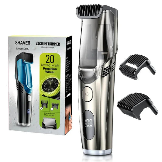 Vacuum Beard Trimmer – Adjustable Length, Mess-Free Grooming with Dual Comb Set for Precision Trimming